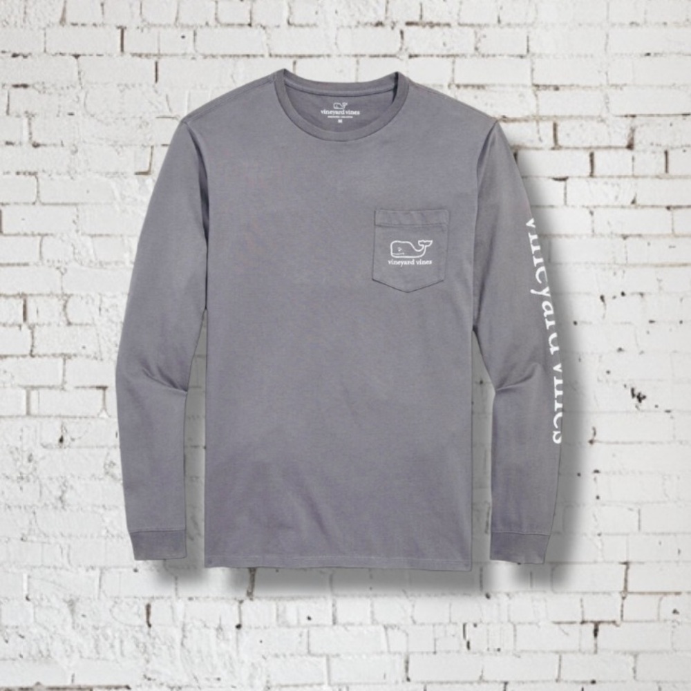Vineyard Vines Gray Long Sleeve Pocket T-Shirt